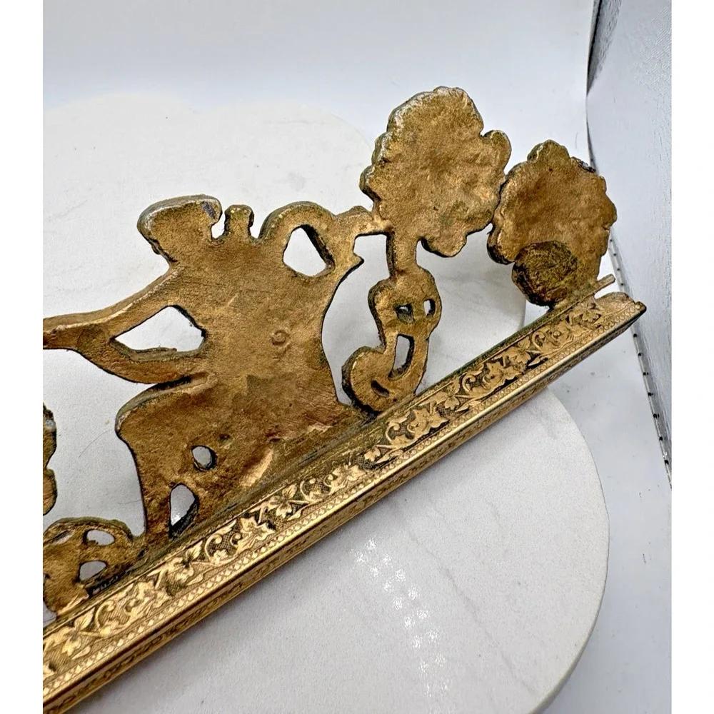 Antique Brass French Mantel Clock Ornament Architectural Greek Gods Chariots 11